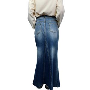 กระโปรงยีนส์เอวสูงทรงเอสำหรับผู้หญิง คอลเลคชั่นใหม่ประจำปี 2024 กระโปรงทรงเอเข้ารูป กระโปรงยาว - Product Image 4