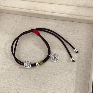 Pure Silver Wealth Attracting <b>Bracelet</b> Retro Chinese Style Woven Hand <b>Rope</b> Safe Travels Unisex Gift Jewelry - Product Image 4