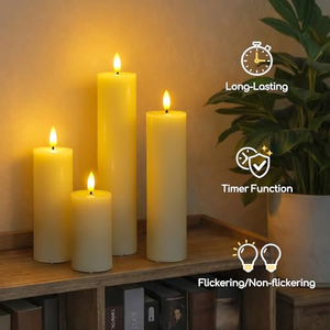Bougie pilier en paraffine blanche sans fumée pour la décoration de la maison, LED à télécommande, faite à la main, sans parfum, sans flamme, pour les mariages - Product Image 4