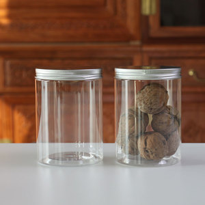 2022 Wholesale Round Aluminum Lid Storage Small Bottles Food Storage Jars Plastic