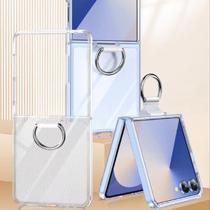 Étui de téléphone pliable avec support d'anneau transparent pour Samsung Galaxy Z Flip 7 Flip 5, coque de protection transparente antichoc pour Z Flip 3 - Product Image 1