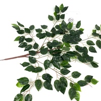 Feuille de banyan verte de grande taille, feuilles de ficus artificielles pour la décoration de la maison