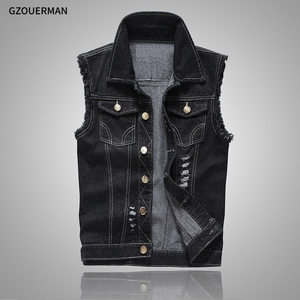New Fashion <strong>Men</strong> Youth Denim <strong>Jeans</strong> Vest Jacket Coat Ripped Tassel Pocket Button Sleeveless Streetwear Tops Vest <strong>Waistcoat</strong>
