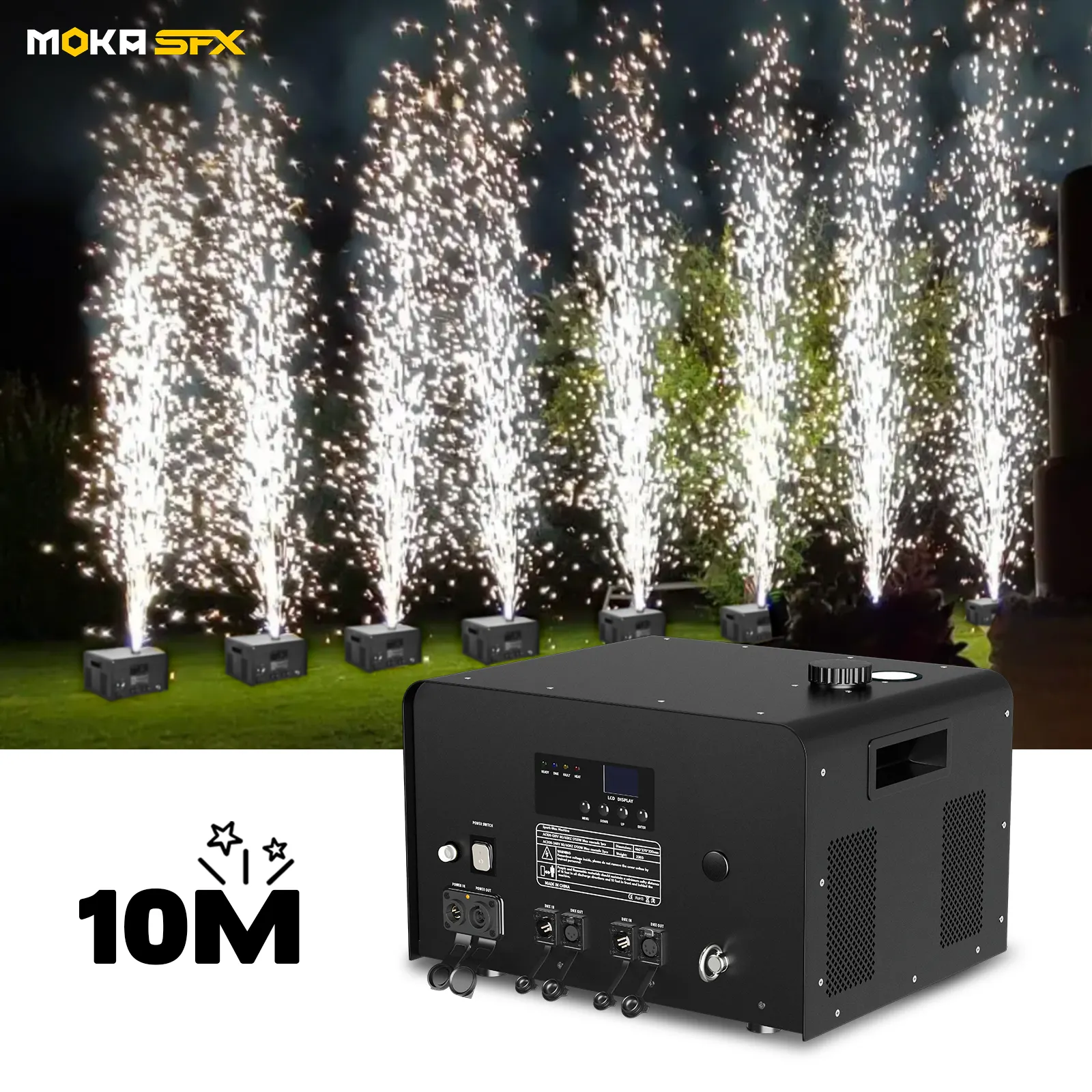 MOKA SFX 4-10 м 1700 Вт наружный IP65 водонепроницаемый холодный искровой Бенгальский станок холодный Пиро фонтан для свадебного концерта DJ Club