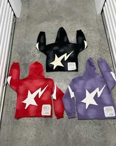 Felpe con cappuccio per abbigliamento del produttore OEM lavate con cappuccio e felpa con Zip e chiusura con applicazioni in stile ssolino sbiadito - Product Image 2