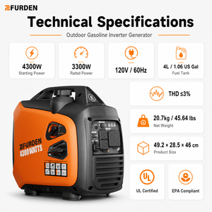 เครื่องกำเนิดไฟฟ้าแบบเงียบ รุ่นใหม่ 3300W 4.13KVA 4 จังหวะ เบนซิน สตาร์ทแบบรีโมท พกพาสะดวก ใช้ในบ้าน EDOG12 น้ำหนักเบา - Product Image 4