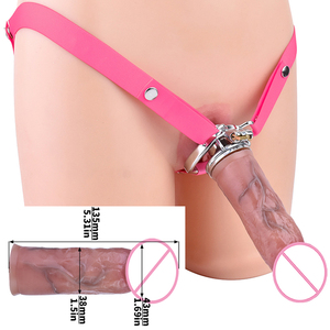 Frrk ดิลโด้แบบมีสายรัดและเข็มขัดพรหมจรรย์ใส่ได้พอดีกับกรงอวัยวะเพศชายกรงพรหมจรรย์ห่วงอวัยวะเพศชายสำหรับผู้ใหญ่ - Product Image 1