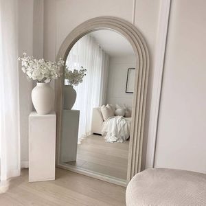 <span class=keywords><strong>Espejo</strong></span> Decorativo Moderno Personalizado para el Hogar, <span class=keywords><strong>Espejo</strong></span> de Pie con Marco de Madera Natural para Sala de Estar, <span class=keywords><strong>Espejo</strong></span> Arqueado para Dormitorio, Espejos de Vestir - Product Image 1