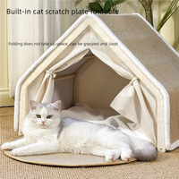 Tente en bois semi-fermée confortable à double usage toutes saisons Villa Lit durable pour animaux de compagnie sans chutes Maison pour chat Meubles pour chat