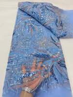 Tissu de broderie de perles de paillettes de l'industrie lourde bicolore tissu de broderie de mode de robe de mariée européenne et américaine