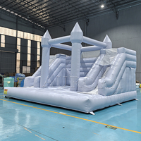 2025 Blue Bounce House Location gonflable PVC Party Bouncer avec double toboggan et fosse à balles