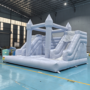 Nhà trả lại màu xanh <span class=keywords><strong>2025</strong></span> cho thuê bơm hơi PVC bên Bouncer với trượt đôi và hố bóng - Product Image 2