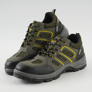 Men Safety Shoes Military Green Microfiber Mesh Breathable Steel Toe Anti Impact Puncture Resistant Work Protective Low Top - Product Image 4