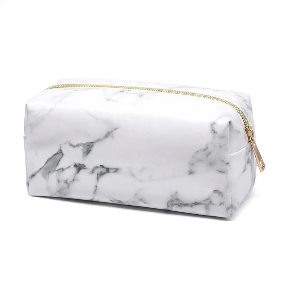 Aangepaste Vierkante Vorm Marmer Print Pu Lederen Handtas Vrouwen Purse Dames Cosmetische Tas Clutch Beauty Pouch Make Up Tas