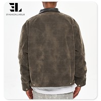 LARSUR Veste de travail en faux daim personnalisée en usine Bomber Boxy à col en cuir artificiel Veste de travail en daim pour la chasse et les hommes