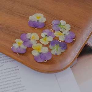 ต่างหูดอกไม้แห้งแท้แบบ DIY ขายส่ง จี้ดอกแพนซี่สีม่วง ทำมือจากดอกไม้แห้ง อุปกรณ์เสริมเครื่องประดับส่วนบุคคลสำหรับเป็นของขวัญ - Product Image 4