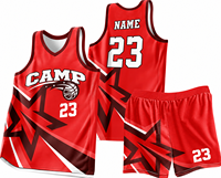 Ensemble de maillots de basket-ball unisexes personnalisés, réversibles, sublimation, séchage rapide, respirant, maille 100% polyester, uniforme d'équipe, col en V, côtés