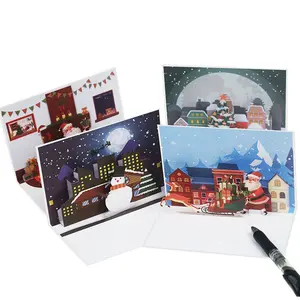 OEM ODM All Occasion Multi Style Creative Mini 3D Pop Up Paper Craft Santa Christmas Tree Gift Merry Xmas Greeting Card