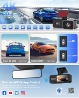 Nouvelle mini caméra embarquée UHD 4K, caméra avant et arrière 4K, double caméra, prise en charge du WIFI, GPS, surveillance de stationnement 24h/24, boîte noire de voiture