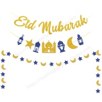 Guirlande à paillettes lune étoile château joyeux Eid joyeux Ramadan Eid Mubarak banderole décorations bannière nouvelle collection 2023