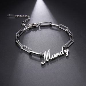 18k <b>Gold</b> Plated Hypoallergenic High Quality Fashion Wholesale Mirror Polish Stainless Steel Custom <b>Name</b> <b>Bracelet</b> for Women - Product Image 4