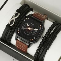 Ensemble de montres à quartz classiques de luxe pour hommes XD Wholesale, cadran carré, bracelet en alliage, bracelet en cuir, multifonction, cadeau personnalisé