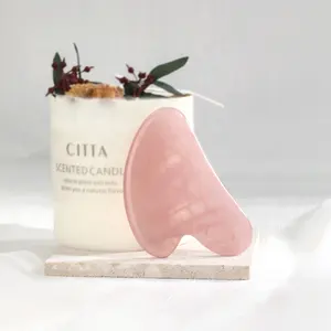 Hanhe Produtos mais vendidos Cristal Massagem Facial Guasha Pedra Pedra de Cristal Natural em forma de polegar Pedra Rosa Quartzo Gua Sha