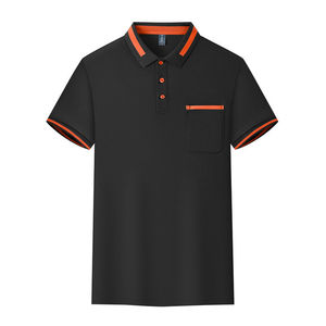 Polo Shirt Black Red Trim Short Sleeve Workwear For Catering Restaurants Bar Uniforms - Product Image 2