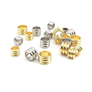 Stainless Steel Three Groove <b>Beaded</b> Ring For Leather Cord <b>Bracelet</b> DIY Spacer Sleeve <b>Gold</b> Silver Color Unisex Jewelry Making - Product Image 1