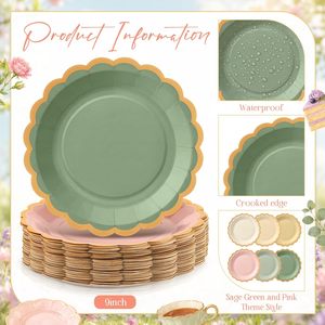 <b>Disposable</b> Plastic Decorative Lace Edge <b>Plates</b> for Buffet Catering Wedding Tables and Parties - Product Image 2