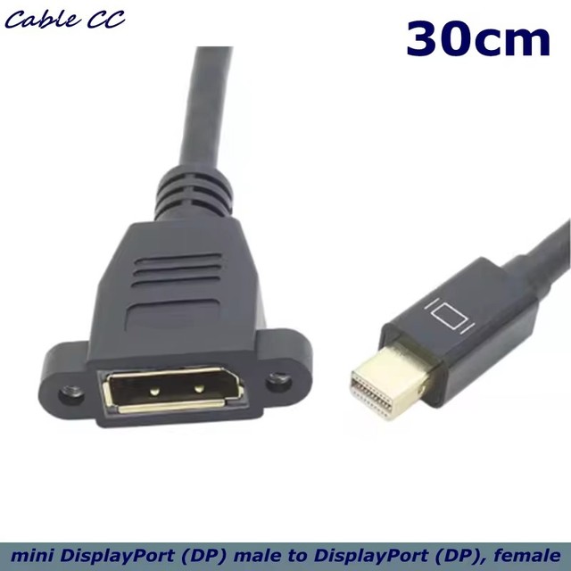 Mini Displayport to Displayport Cable, 4K Extreme Thin Mini DP Male to DP Female Extension Cable with Screw Panel Mount
