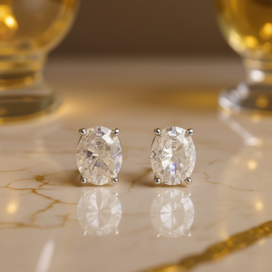 Orecchini a lobo E1428 con diamante giallo taglio ovale, montatura a griffe, gioielli classici unisex di alta qualità - Product Image 2