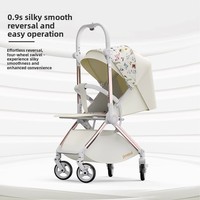 Cochecito de Bebé Metálico Reversible de Alta Gama; Plegable y Portátil; Diseño con Amortiguación en las Cuatro Ruedas; Ligero y de Desplazamiento Suave; 25 kg