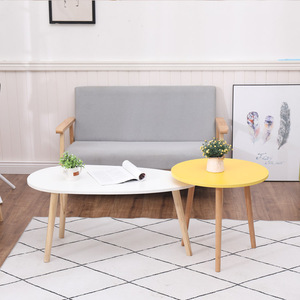 Modern Oval Coffee <b>Table</b> Laminate Top Wood Legs <b>Small</b> Living Room Sofa Side <b>Table</b> - Product Image 3