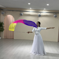 Ruban de drapeau professionnel pour la scène, bannière de performance, ruban de soie arc-en-ciel, drapeaux pour la prière avec tige flexible, ailes de danse artistique
