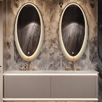Layanan oem baru hemat ruang multi fungsi cermin led master sintered batu meja wastafel lemari penyimpanan kamar mandi