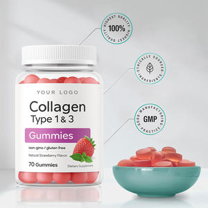 Doğal çilek lezzet ile sıcak satış kollajen tipi <span class=keywords><strong>1</strong></span> & 3 Gummies 70 sayısı özel Logo takviyesi - Product Image 4