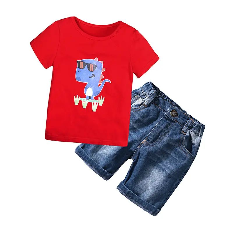 Soft Cotton Solid Red Color Girls T Shirts Printed Design Baby BoyのT-shirt With Cute Print Design