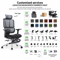 Chaise de bureau ergonomique à dossier haut en maille, avec support lombaire réglable, siège pivotant avec accoudoirs pour le bureau à domicile
