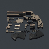 Porte-clés pistolet jouet en alliage métallique réaliste, modèle Python 357, argenté, assemblé, 1:3, noir, 70 mm, pas cher