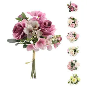 China Factory Artificial Flower Weddings Decoration Faux Flowers Wedding Bouquets for Bride Artificial Flowers Bouquet
