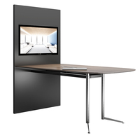 Ensemble de table de réunion ovale LIWEI pour salle de conférence, bois massif, pieds en acier inoxydable, plateau MFC pliable/extensible, garantie 3-5 ans