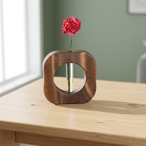 Handmade Natural Mango Wood Flower Vase for <b>Home</b> <b>Decor</b> <b>Rustic</b> Farmhouse Wooden Centerpiece Tabletop Decorative Vase - Product Image 2