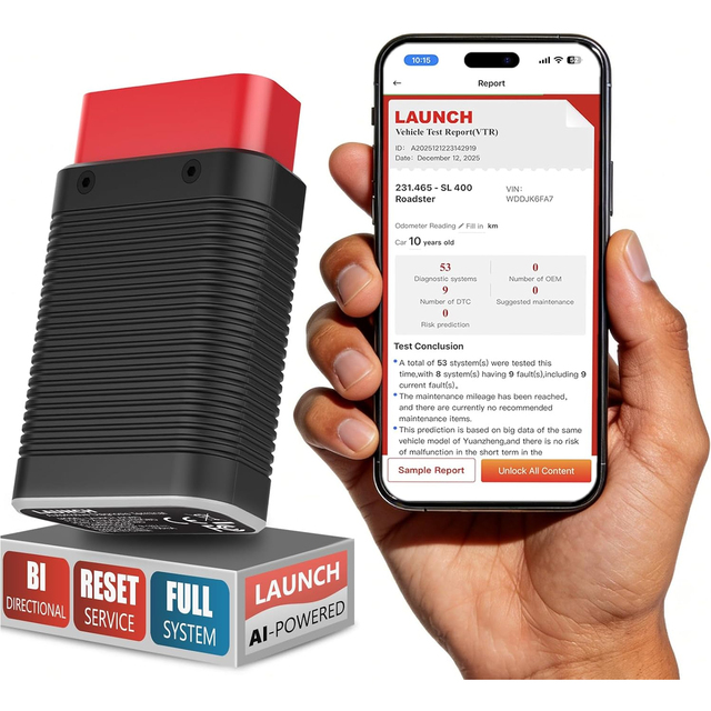 LAUNCH New AIOBD Bluetooth OBD2 Scanner Full System Diagnostics AI Explains Faults Simply