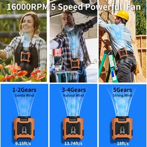 Ventilateur multifonctionnel Socool 10000mAh avec lumière, mini ventilateur portable à clipser à la ceinture, électrique, vitesse réglable - pour utilisation en extérieur - Product Image 5