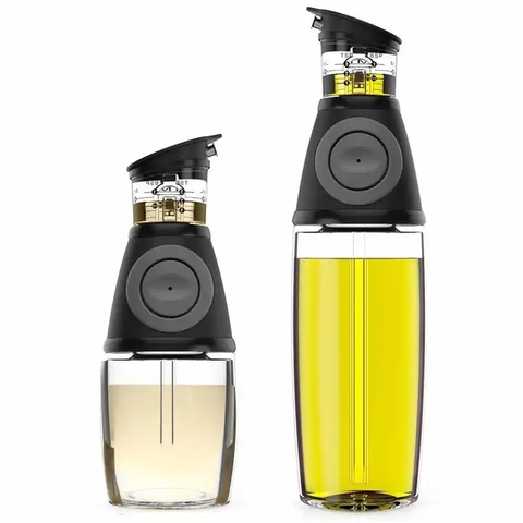 Kitchen Oil Dispensing Bottle Vegetarian Controllable Metering Pressing Type Oil Pot Kitchen Gadget Glass Oil Bottle
