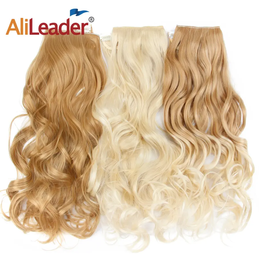 Alileader 26 Colors Single Color Curly 5 Clips In Hair 22 Inch Long Hair Extensions False Synthetic Boby Wavy Clip in Hairpiece