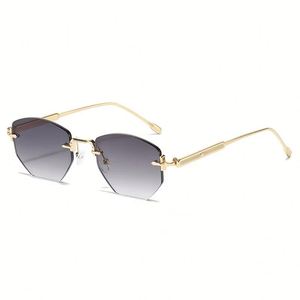 Lunettes de soleil rétro en alliage 2025 personnalisables avec logo, sans monture, polygone, UV400, pour hommes et femmes - Product Image 6