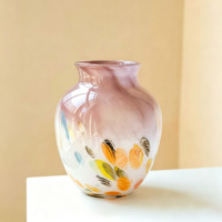 Französische Vintage Farbverlauf Polka Dot Glasvase Luxuriöse Farbglasierte Kunstvase für Hauseingang Wohnzimmer