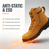 Bottes de travail montantes AIMVVSEC à embout d'acier, lacets et fermeture éclair latérale, en cuir nubuck, semelle en caoutchouc pour la construction, l'usine et l'exploitation minière